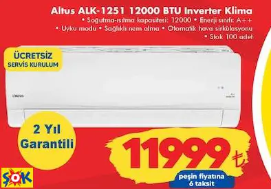 ALTUS ALK-1251 12000 BTU INVERTER KLİMA ALTUS ALK-1251 12000 BTU INVERTER KLİMA